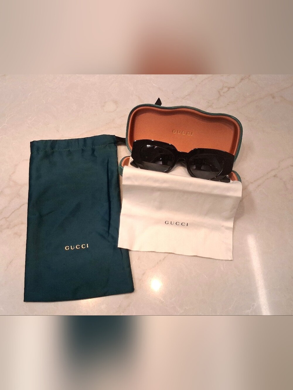 Gucci Black Geometric Cat-Eye Sunglasses